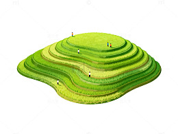 梯田风光插画设计图