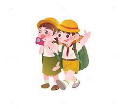 矢量儿童研学旅行元素