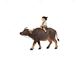 田园牧歌童趣插画