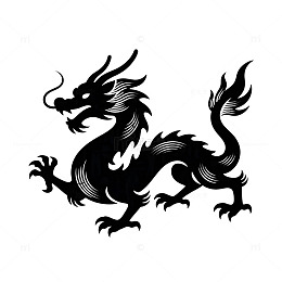 东方龙剪影图案设计元素