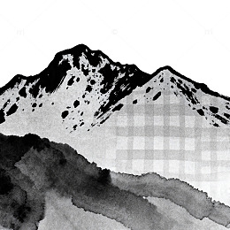 水墨画风格山峰艺术绘画素材