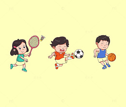 卡通矢量儿童运动插画
