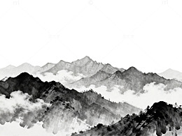 水墨山水画云雾缭绕