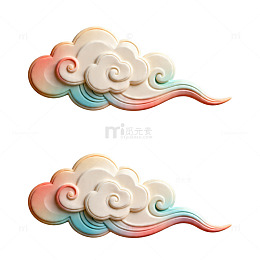 彩绘祥云图案装饰元素
