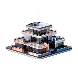 现代风格别墅建筑模型设计