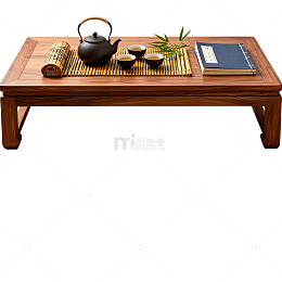 古朴中式茶几茶具布置图