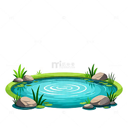 卡通小池塘矢量素材