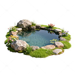 自然景观小型池塘模型