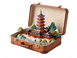 微型塔楼景观行李箱模型