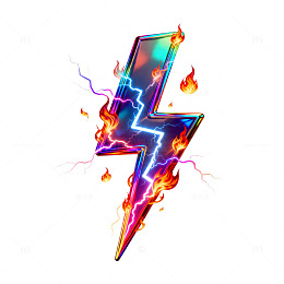 闪电火焰艺术数字设计元素