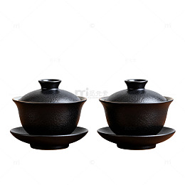 古朴茶具陶瓷盖碗