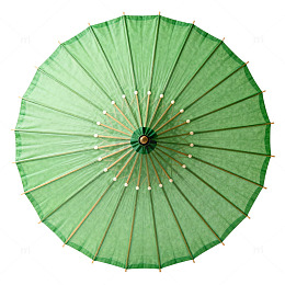 传统绿色纸伞装饰元素