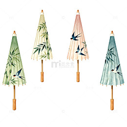 水彩风雨伞设计图案