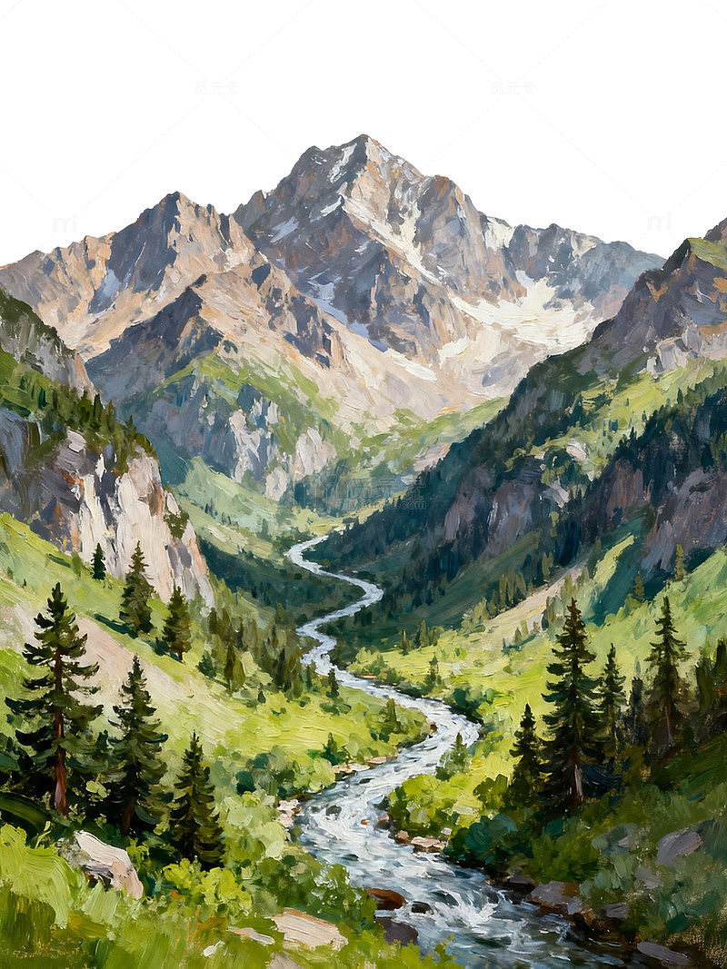 山水风景油画创作