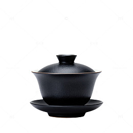 简约黑色盖碗茶具