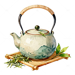水墨风茶具插画设计元素