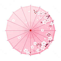 樱花图案粉色雨伞插画