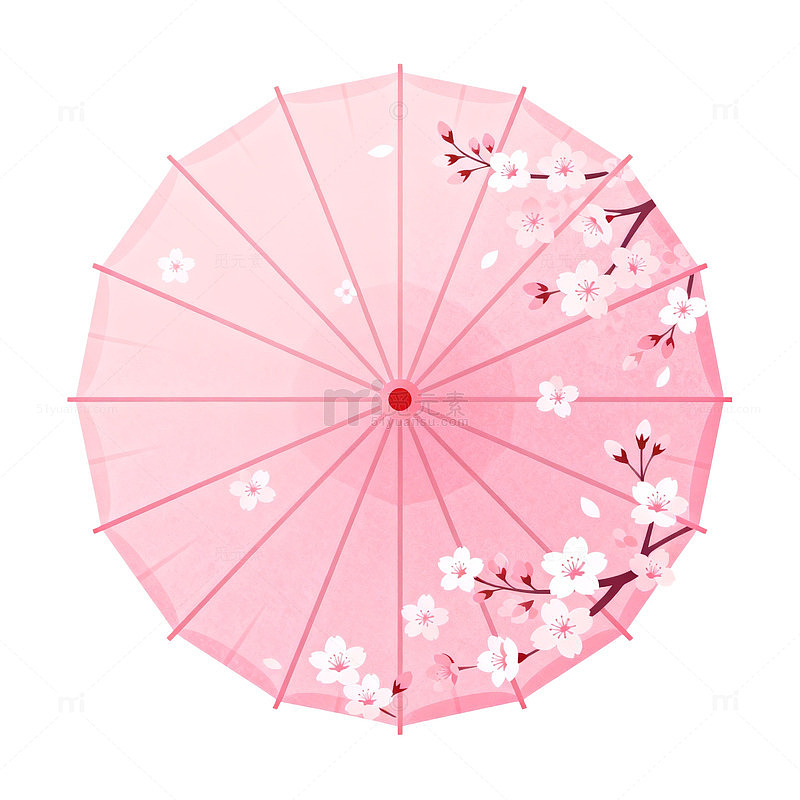 樱花图案粉色雨伞插画
