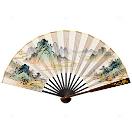 中国风山水画折扇