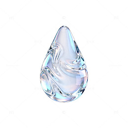 透明水滴形状玻璃质感设计元素