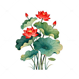 水墨荷花矢量插画素材
