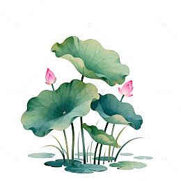 水墨荷花国画艺术插画