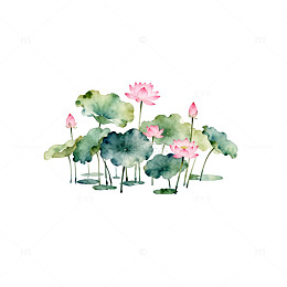 水彩荷花装饰画设计素材