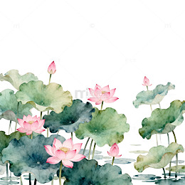 水墨荷花装饰画