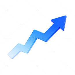 蓝色上升箭头趋势图