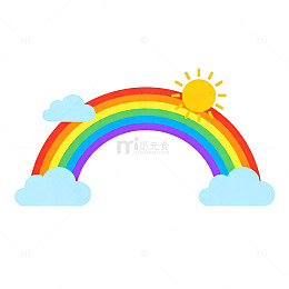 卡通彩虹太阳云彩图案