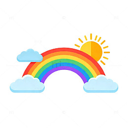 卡通彩虹太阳云彩图案