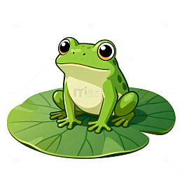 卡通青蛙荷叶插画