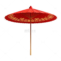 传统中式红色雨伞装饰图案