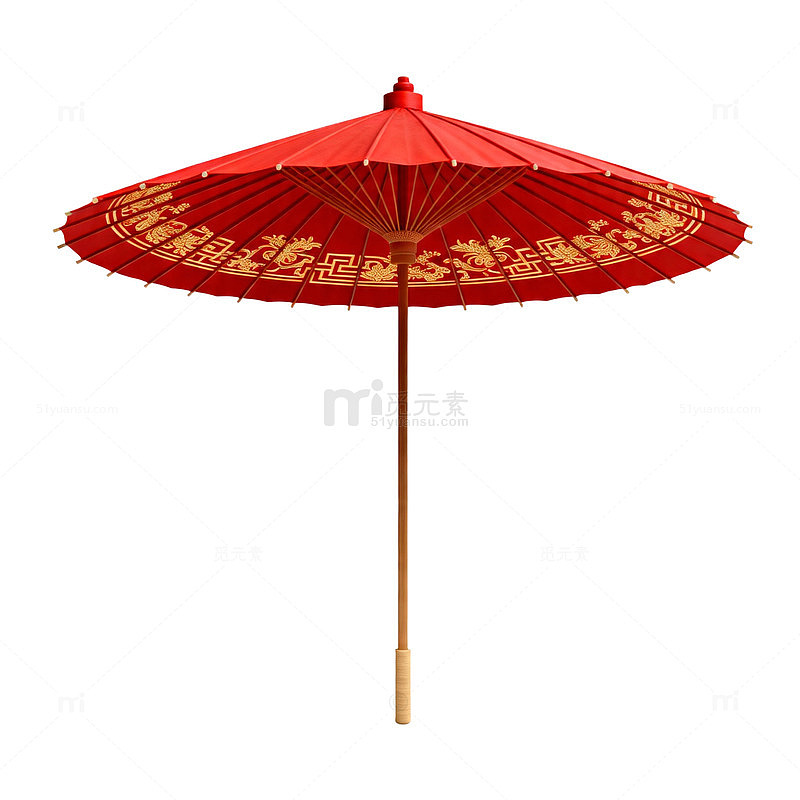 传统中式红色雨伞装饰图案