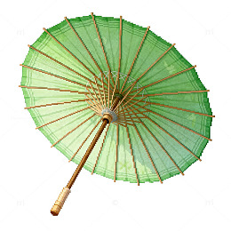 古风绿色油纸伞图案元素