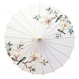 典雅花卉鸟语纸伞装饰画