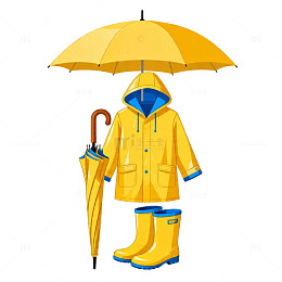 卡通风格防雨装备插画