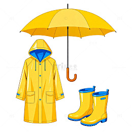 水彩风格防雨装备插画素材