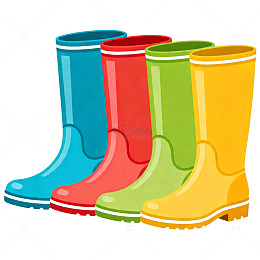 彩色雨靴卡通插画素材