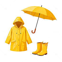 阴雨天气雨具套装插画