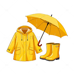 卡通雨衣雨靴雨伞图案