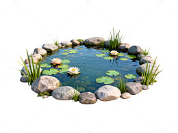 简约圆形水池景观设计图