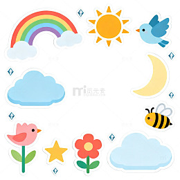 卡通贴纸天气元素设计素材