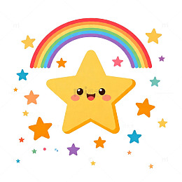 卡通彩虹星星插画素材