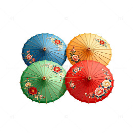 传统花纹纸伞矢量素材