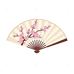 古风折扇樱花图案装饰素材