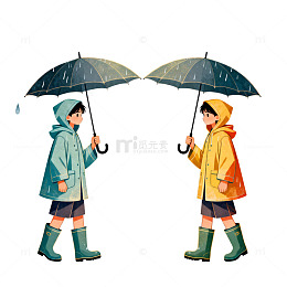 雨中漫步儿童插画