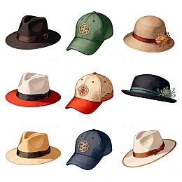 多样风格帽子插画设计素材