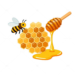 卡通蜜蜂蜂蜜矢量插画