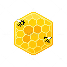 卡通蜂窝蜜蜂图案设计元素